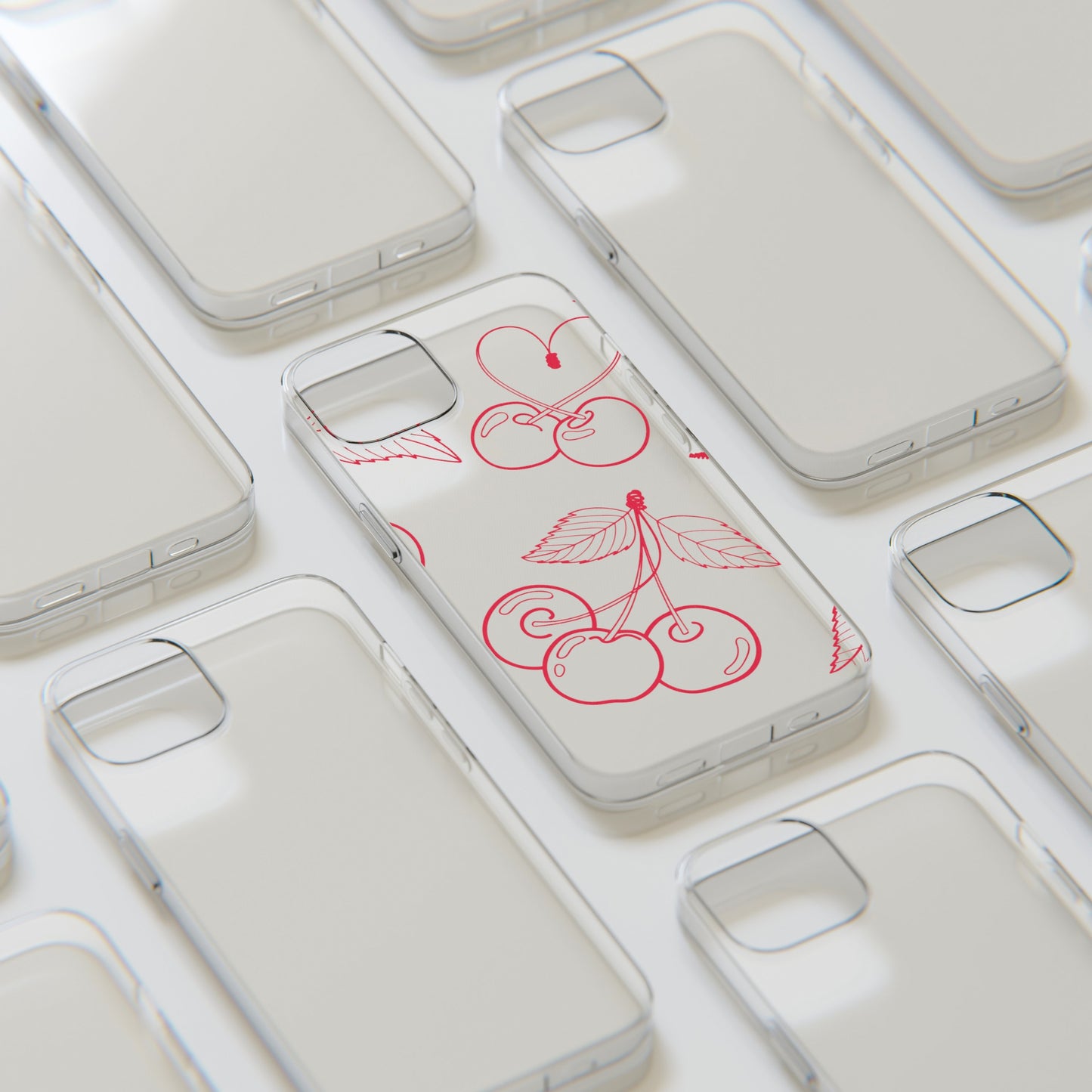 Cherry Blossom Clear Phone Case for Stylish Protection, Trendy Phone Cover, Gifts for Her, Cherry Fruit Design, Cute Mobile Accessories