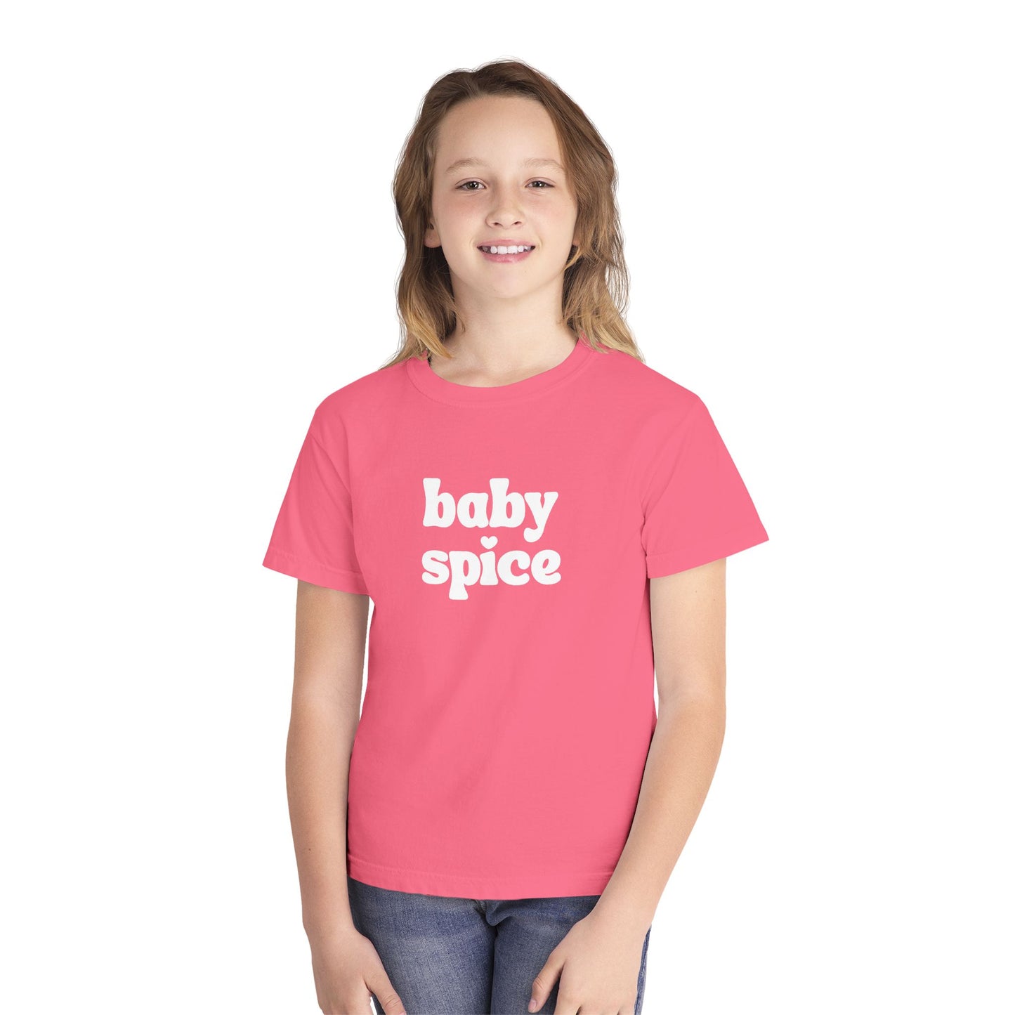 Youth Orange 'Baby Spice' Tee, Trendy Kids Shirt, Retro Graphic T-Shirt, Fun Summer Wear, Perfect for Birthday Gifts