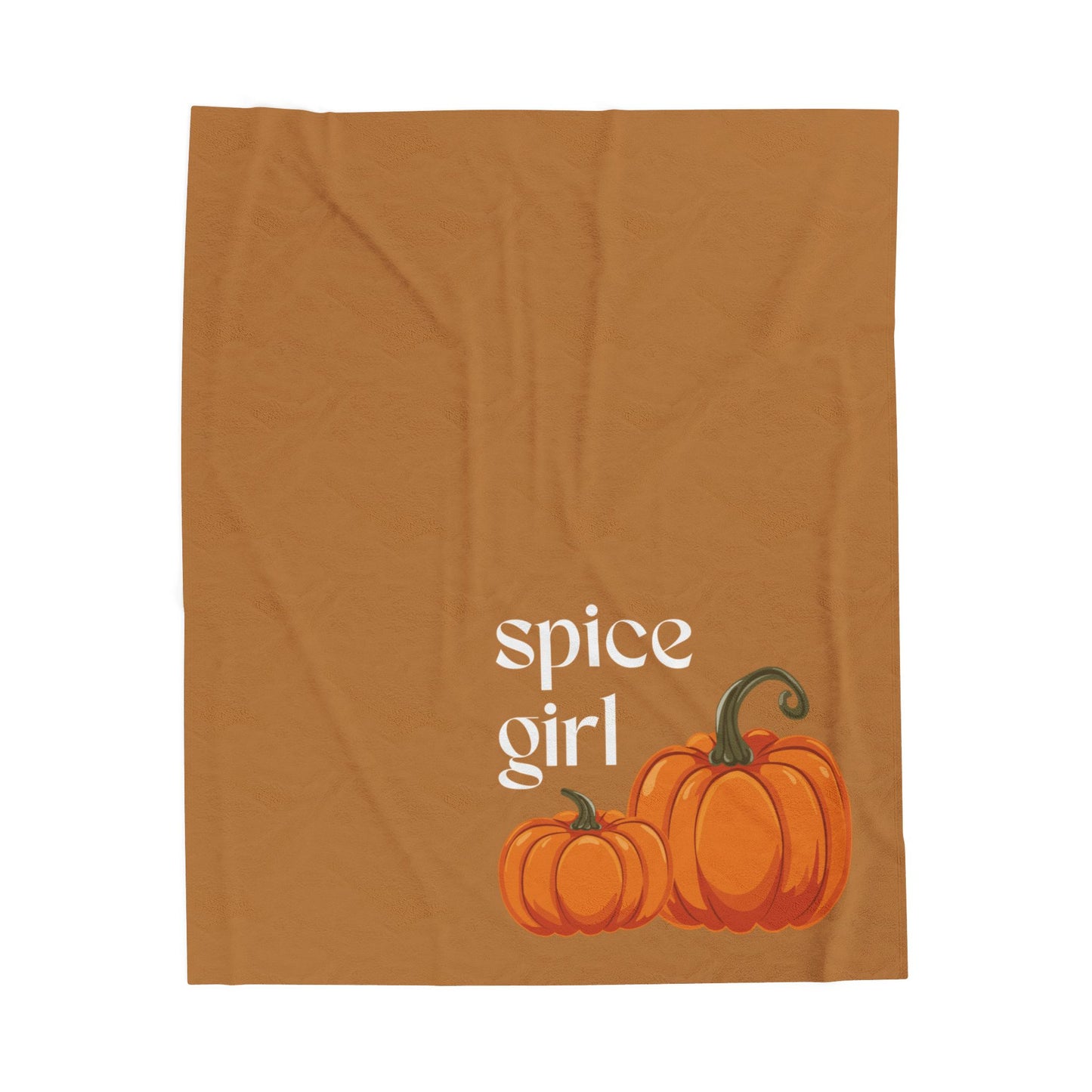 Cozy Velveteen Plush Blanket - 'Spice Girl' Design, Autumn Decor, Perfect for Home, Gift for Her, Pumpkin Lover, Seasonal Comfort