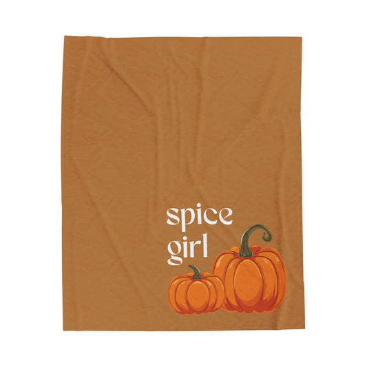 Cozy Velveteen Plush Blanket - 'Spice Girl' Design, Autumn Decor, Perfect for Home, Gift for Her, Pumpkin Lover, Seasonal Comfort