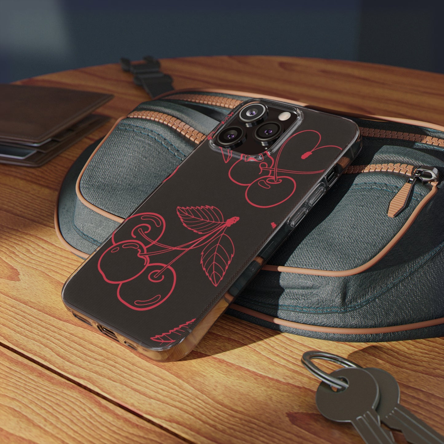 Cherry Blossom Clear Phone Case for Stylish Protection, Trendy Phone Cover, Gifts for Her, Cherry Fruit Design, Cute Mobile Accessories