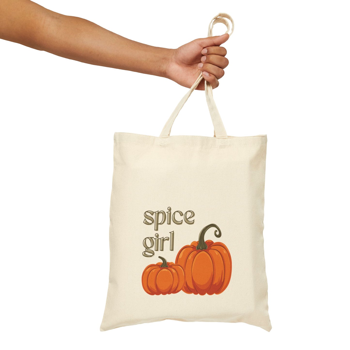 Spice Girl Pumpkin Tote Bag, Fall Canvas Bag, Eco-Friendly Shopping Bag, Halloween Gift, Autumn Accessory, Trendy Tote
