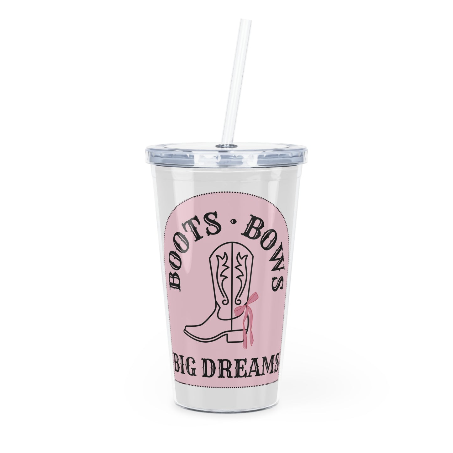 Pink Cowboy Boots Tumbler, Cute Travel Cup, Big Dreams Drinkware, Gift for Cowgirl, Summer Party Accessory