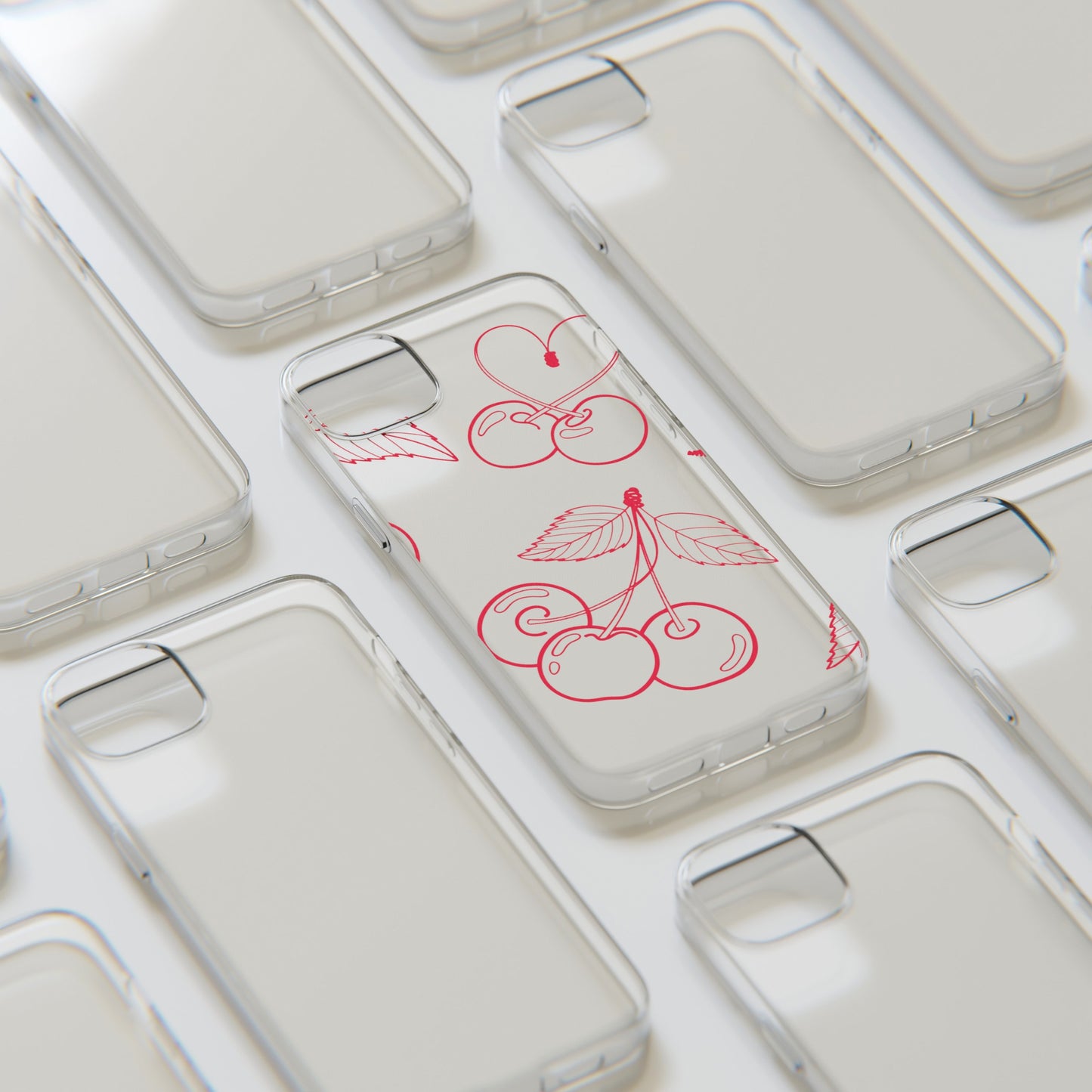 Cherry Blossom Clear Phone Case for Stylish Protection, Trendy Phone Cover, Gifts for Her, Cherry Fruit Design, Cute Mobile Accessories