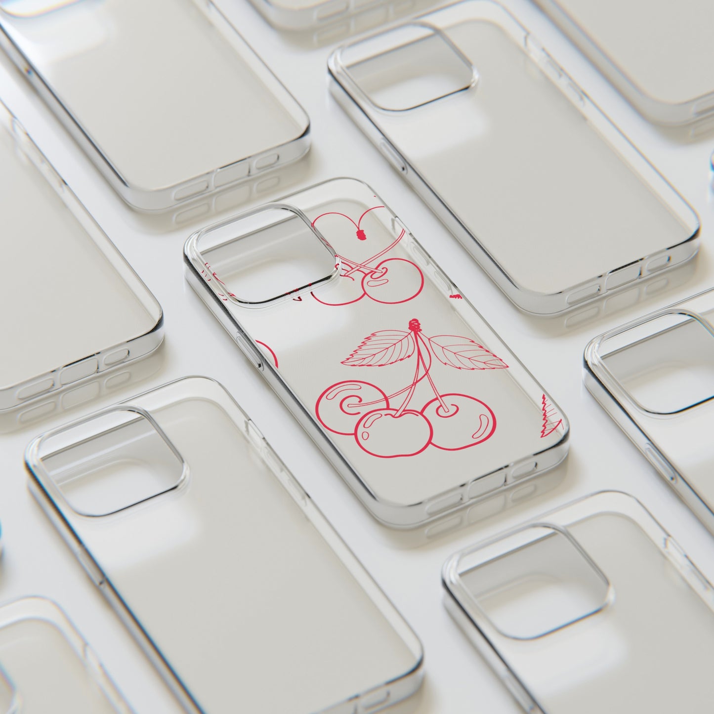 Cherry Blossom Clear Phone Case for Stylish Protection, Trendy Phone Cover, Gifts for Her, Cherry Fruit Design, Cute Mobile Accessories