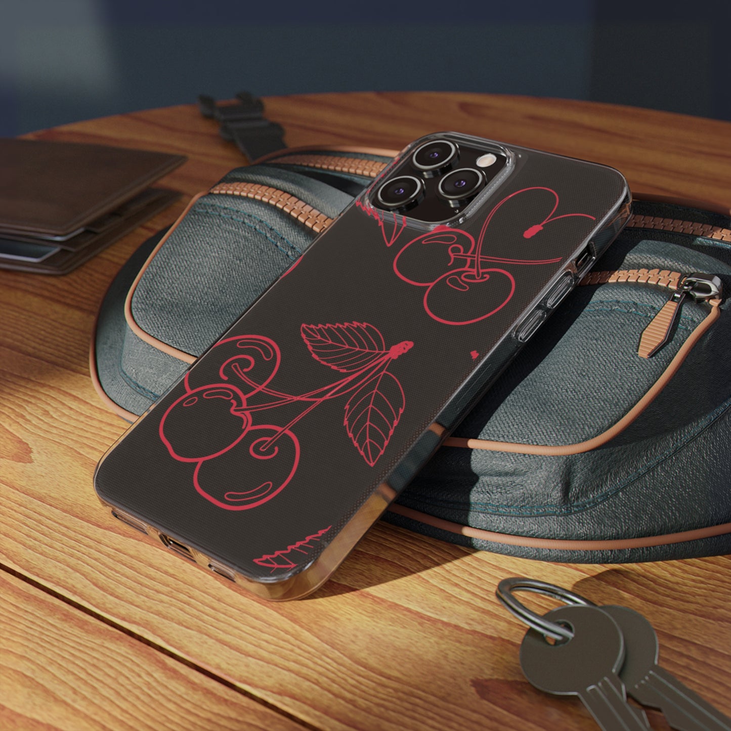 Cherry Blossom Clear Phone Case for Stylish Protection, Trendy Phone Cover, Gifts for Her, Cherry Fruit Design, Cute Mobile Accessories