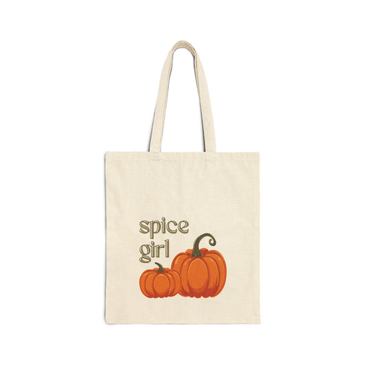 Spice Girl Pumpkin Tote Bag, Fall Canvas Bag, Eco-Friendly Shopping Bag, Halloween Gift, Autumn Accessory, Trendy Tote