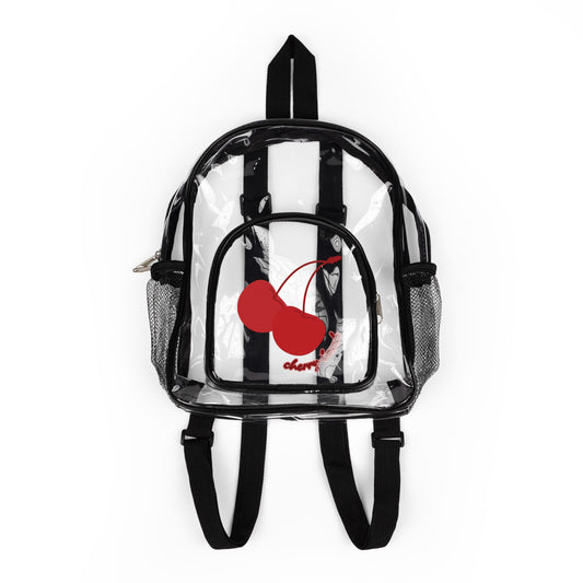 Cherry Bomb Clear Backpack | Transparent Bag for Sports, Concerts, Festivals, Game Day Essentials, College