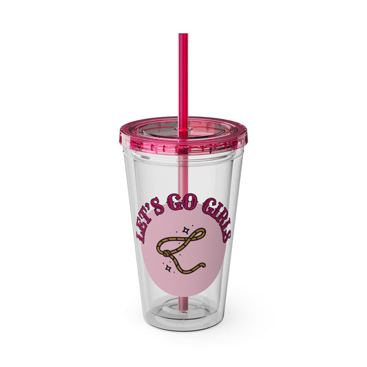 Country Girl Sunsplash Tumbler with Straw, 16oz – Cute and Fun Travel Mug for Drinks, Gift for Friends, Summer Vibes, Let's Go Girls Inspirational Quote