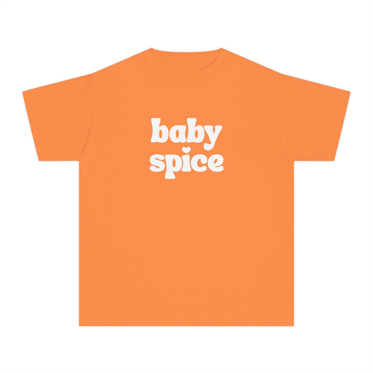 Youth Orange 'Baby Spice' Tee, Trendy Kids Shirt, Retro Graphic T-Shirt, Fun Summer Wear, Perfect for Birthday Gifts