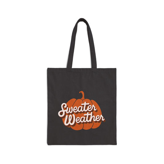 Cozy Autumn Tote Bag - "Sweater Weather" Canvas Bag, Perfect for Fall, Thanksgiving, Shopping, Eco-Friendly, Gift Idea
