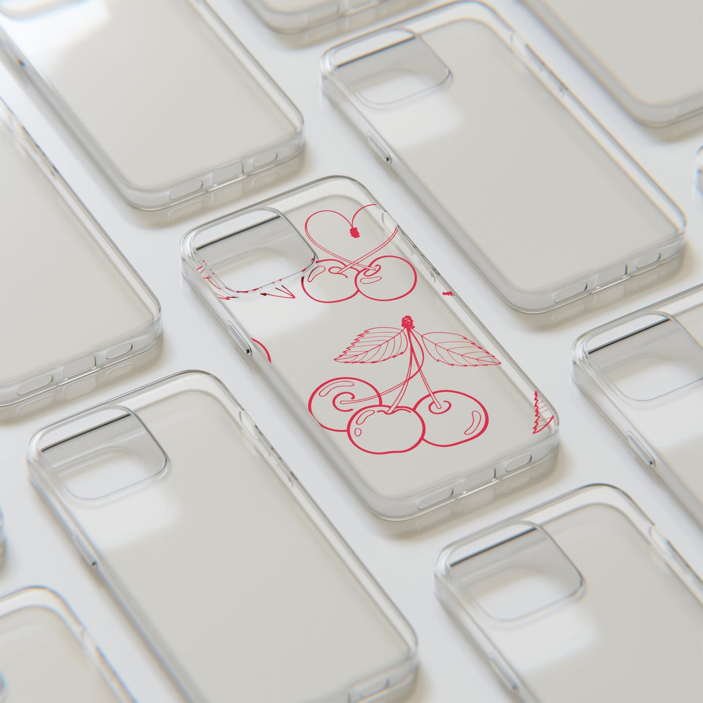 Cherry Blossom Clear Phone Case for Stylish Protection, Trendy Phone Cover, Gifts for Her, Cherry Fruit Design, Cute Mobile Accessories