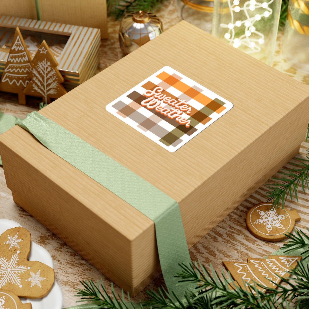 Sweater Weather Kiss-Cut Stickers, Fall Decor, Laptop Stickers, Autumn Vibes, Seasonal Stickers, Cozy Aesthetic