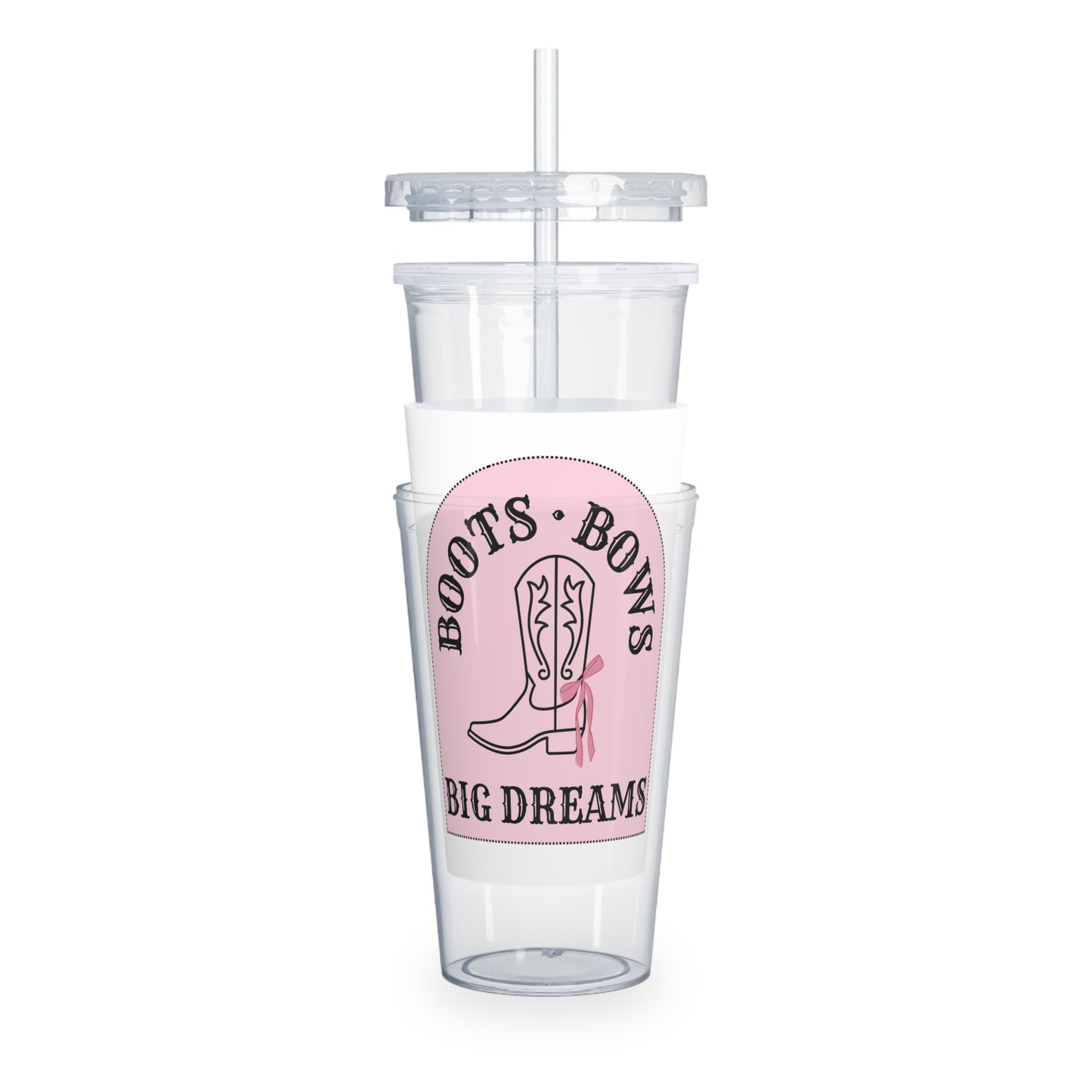 Pink Cowboy Boots Tumbler, Cute Travel Cup, Big Dreams Drinkware, Gift for Cowgirl, Summer Party Accessory
